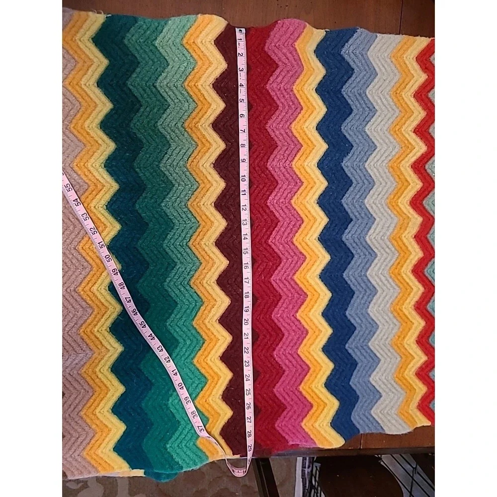 Vintage Wool Throw Blanket‎ Rainbow Crochet 64